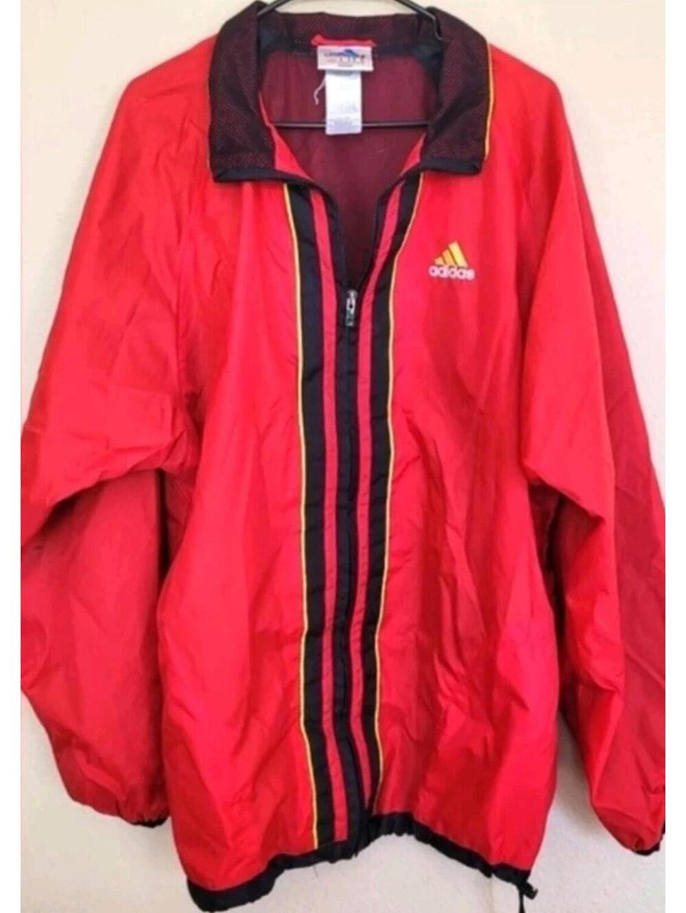 Vintage Flag Tag Adidas Full Zip Windbreaker Jacket Size Large Vintage Bomber